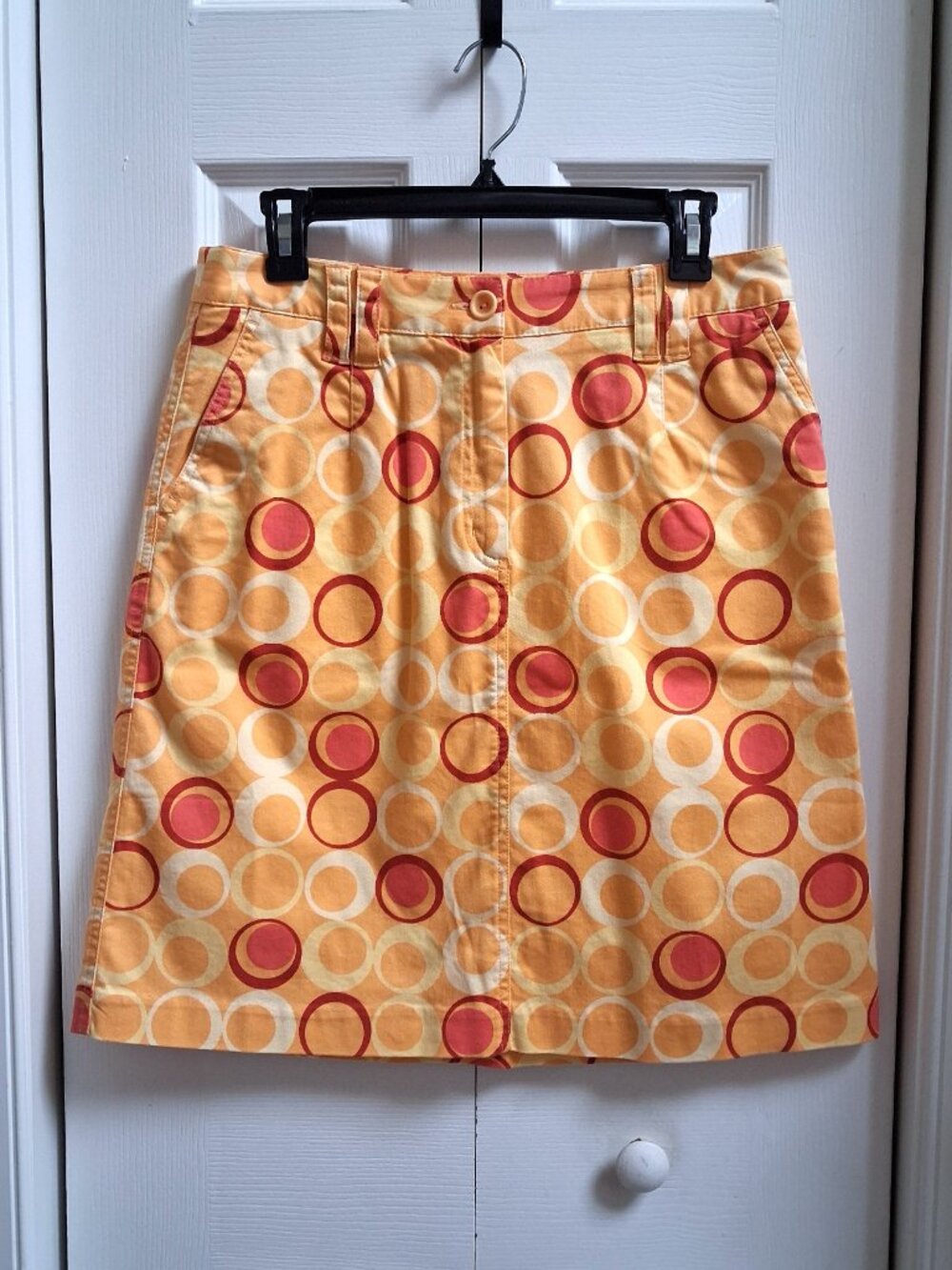 NWOT TALBOTS Funky Orange w/Circles Stretch Pencil Skirt sz 10